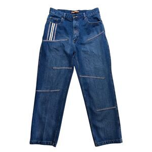 Vtg 90s Macgear Wide Leg Baggy Jeans Y2K Rave Cyber Streetwear Denim 36×32.5